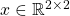 x \in \mathbb{R}^{2 \times 2}