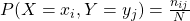 P(X = x_i, Y = y_j) = \frac{n_{ij}}{N}